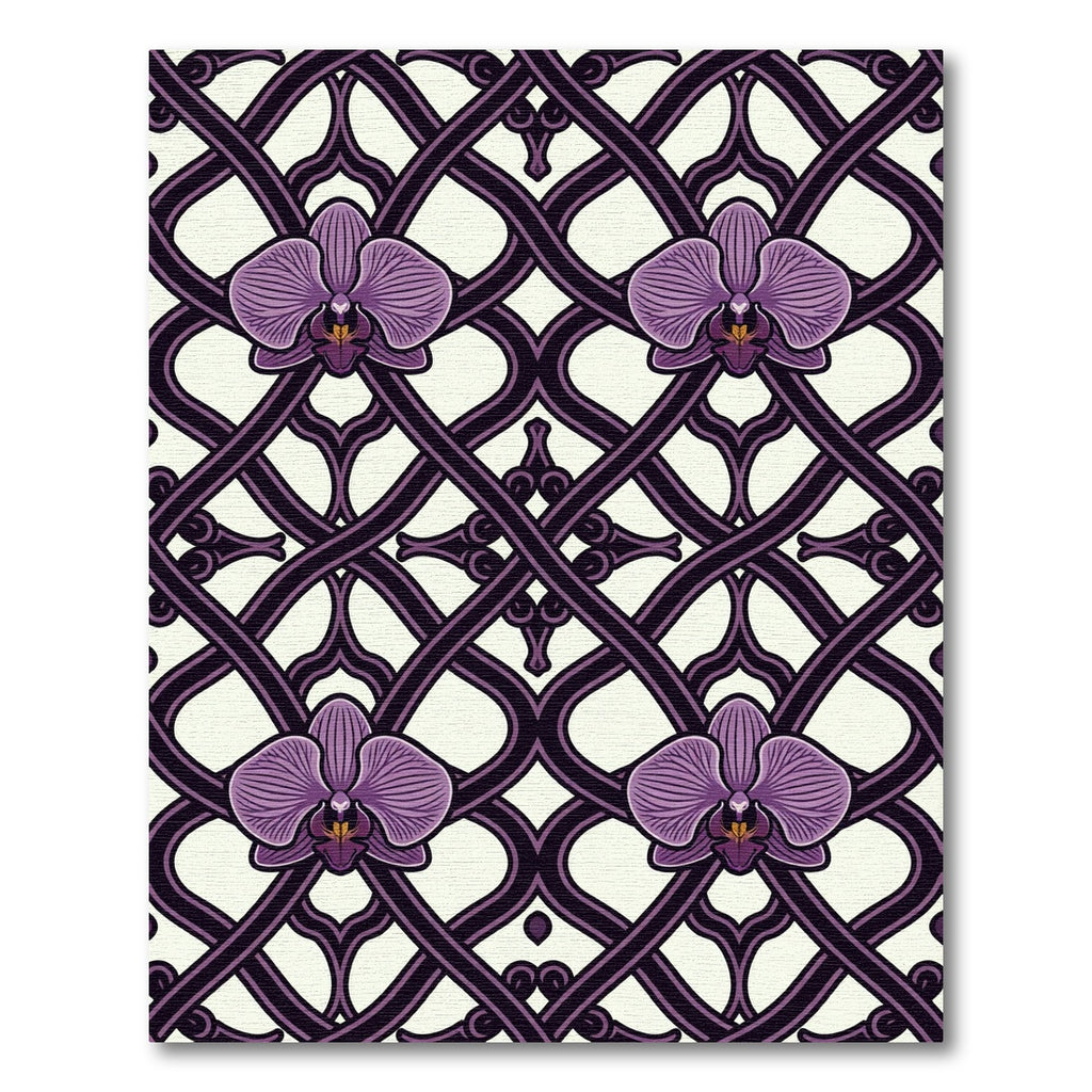 Elegant Violet Orchid Lattice Trellis Rug
