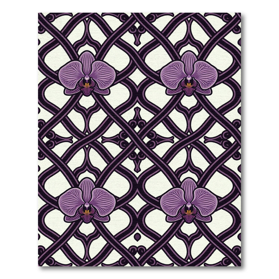 Elegant Violet Orchid Lattice Trellis Rug