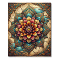 Radiant Floral Mandala Teal Gold Rug