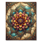 Radiant Floral Mandala Teal Gold Rug