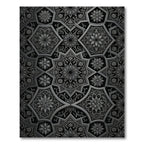 Ornate Black and Silver Floral Medallions Rug