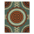 Terracotta Teal Geometric Tribal Medallion Rug