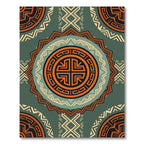 Terracotta Teal Geometric Tribal Medallion Rug