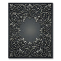 Ornate Charcoal Acanthus Scrollwork Frame Rug