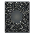 Ornate Charcoal Acanthus Scrollwork Frame Rug