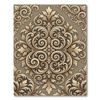 Ornate Golden Acanthus Scrollwork Rug