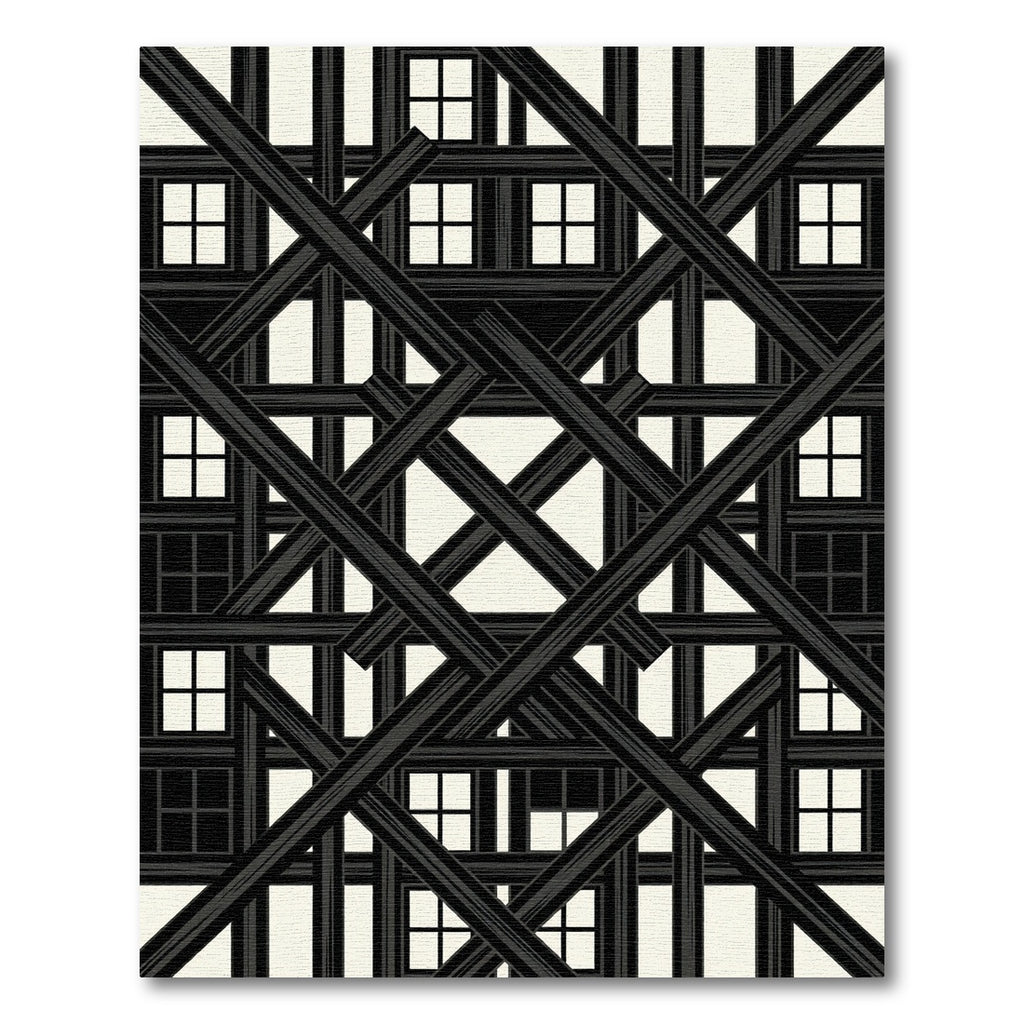 Black White Overlapping Lattice Rug