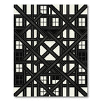 Black White Overlapping Lattice Rug