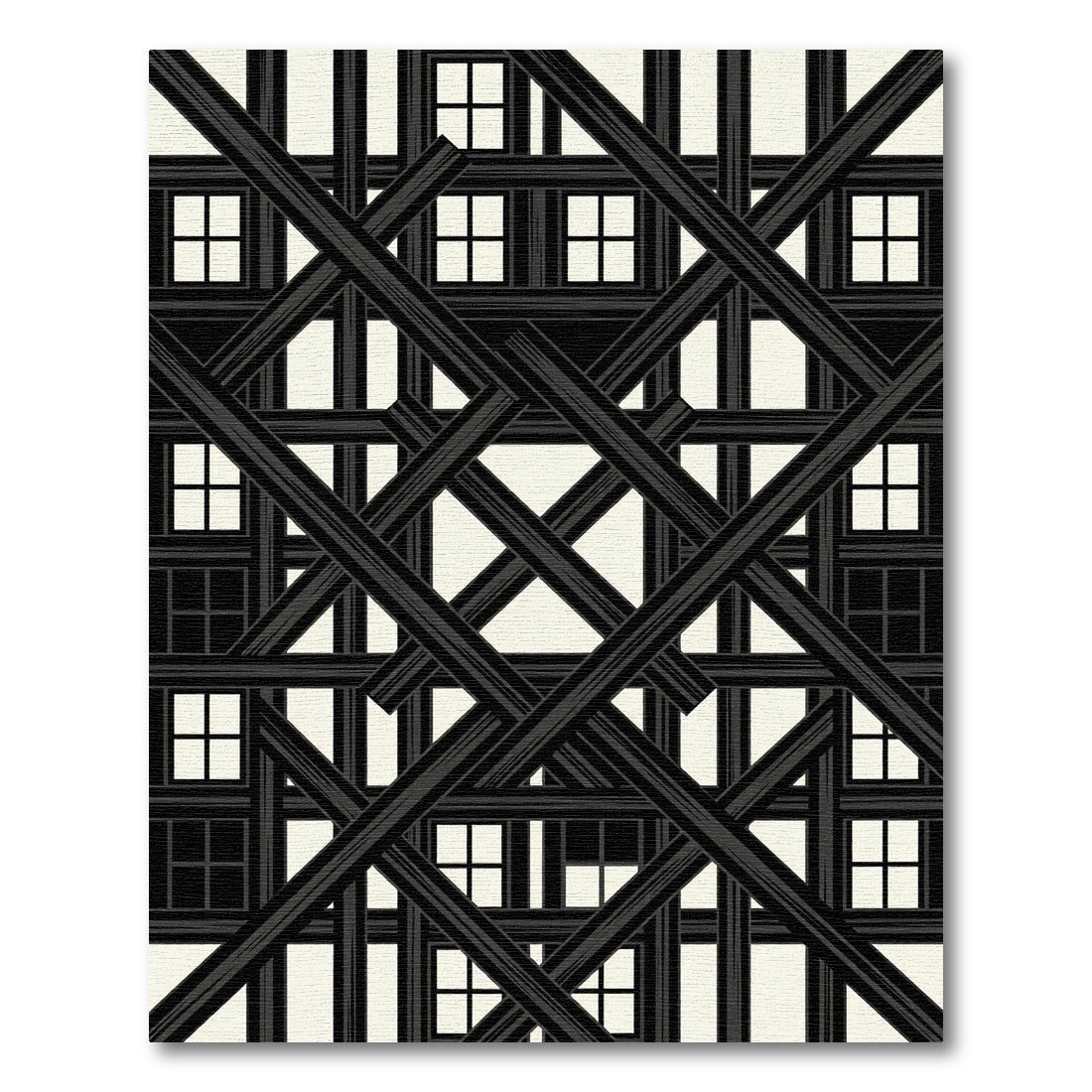 Black White Overlapping Lattice Rug