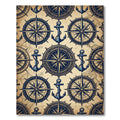 Vintage Nautical Compass and Anchor Map Rug