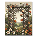 Floral Garden Trellis with Orange Blossoms Rug