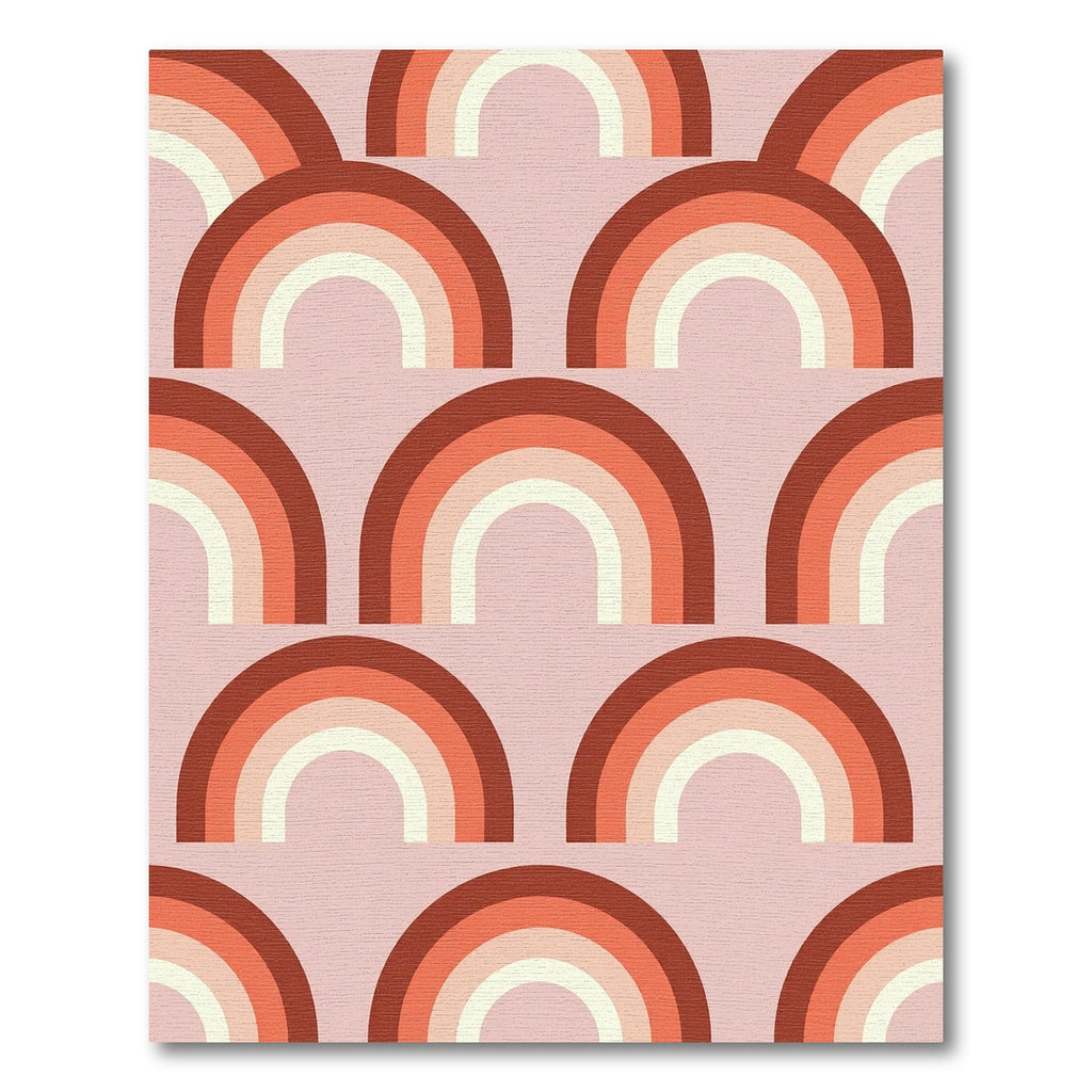 Retro Terracotta Rainbow Arch Boho Rug