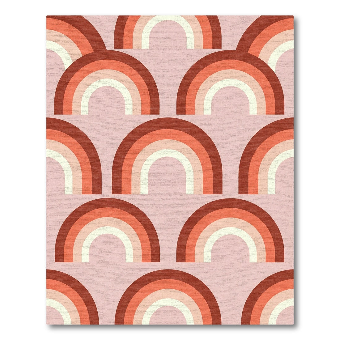 Retro Terracotta Rainbow Arch Boho Rug