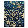 Navy Nautical Starfish and Sea Coral Rug