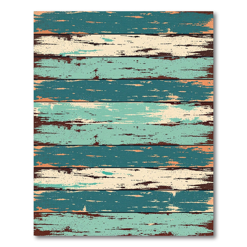 Distressed Teal Wood Grain Stripe Rug
