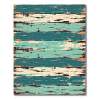 Distressed Teal Wood Grain Stripe Rug