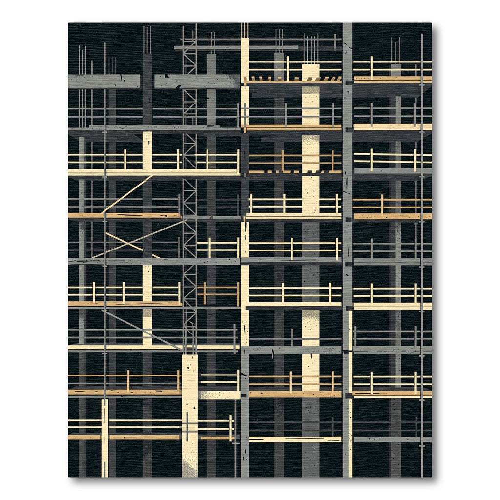 Abstract Industrial Skyscraper Construction Grid Rug