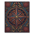 Ornate Red Blue Compass Floral Rug