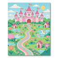 Whimsical Pink Castle Rainbow Unicorn Meadow Rug