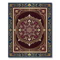 Deep Crimson Golden Floral Medallion Rug