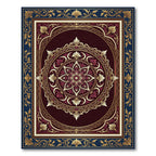 Deep Crimson Golden Floral Medallion Rug