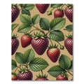 Botanical Strawberry Illustration on Tan Background Rug