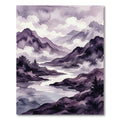 Ethereal Purple Watercolor Mountain Landscape Rug