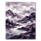 Ethereal Purple Watercolor Mountain Landscape Rug