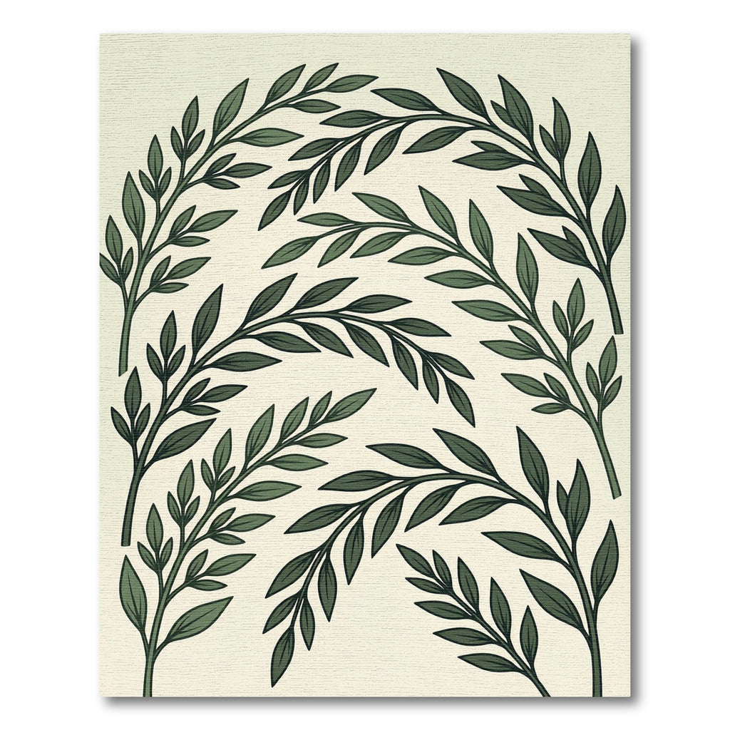 Elegant Sage Green Leafy Vine Rug