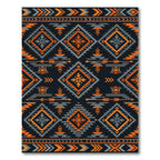 Bold Orange Gray Tribal Diamond Rug