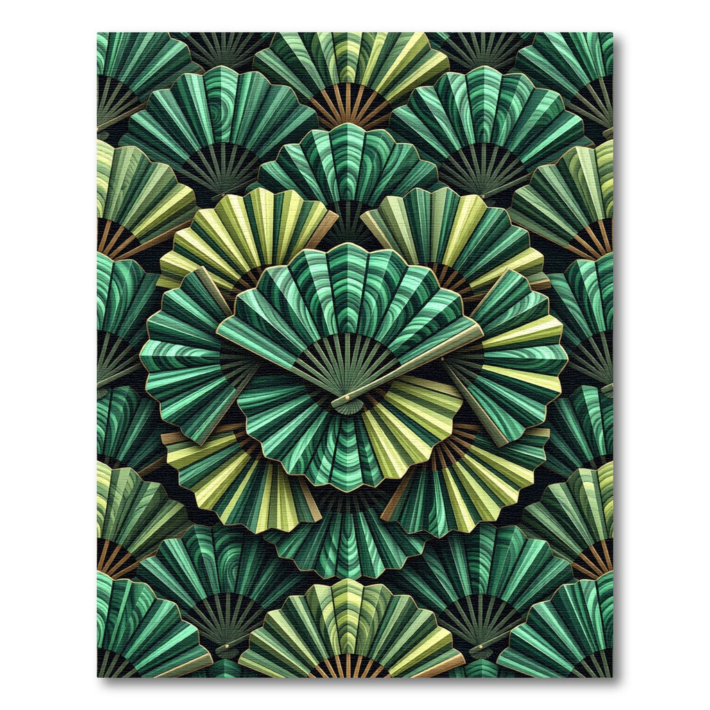 Emerald Green Folding Fan Arrangement Rug
