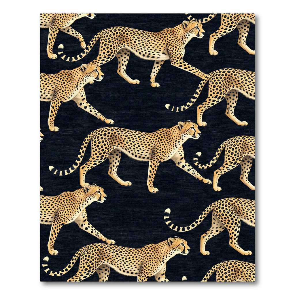 Golden Cheetah Spots Black Background Rug