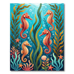 Vibrant Coral Seahorse Underwater Scene Rug