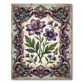 Antique Purple Botanical Floral Frame Rug
