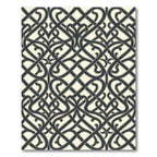 Intricate Dark Gray Interlocking Lattice Rug