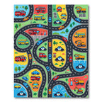 Vibrant Playful City Road Traffic Rug