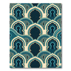 Deep Teal Archway Keyhole Pattern Rug