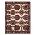 Earthy Terracotta Sunburst Geometric Art Rug