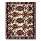 Earthy Terracotta Sunburst Geometric Art Rug