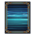 Nautical Deep Blue Aquatic Lines Rug