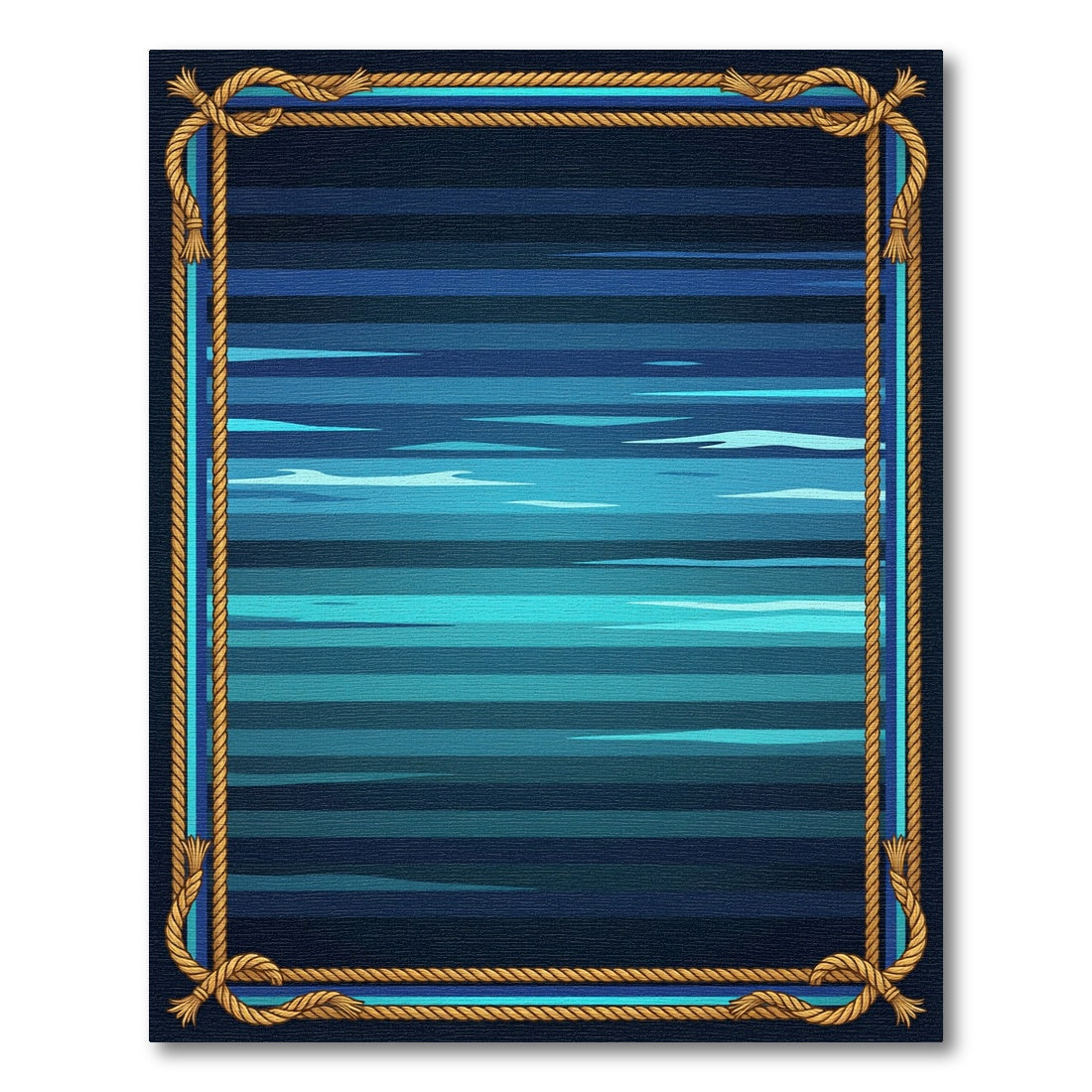Nautical Deep Blue Aquatic Lines Rug