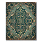 Ornate Sage Verdant Floral Medallion Rug