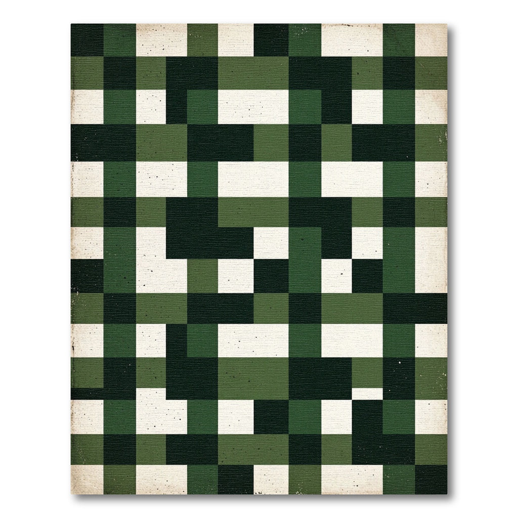 Forest Green White Brick Pattern Rug
