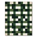 Forest Green White Brick Pattern Rug
