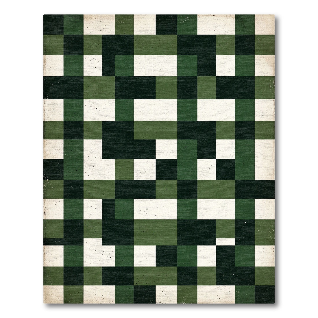 Forest Green White Brick Pattern Rug