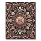 Ornate Rose Gold Floral Scrollwork Rug