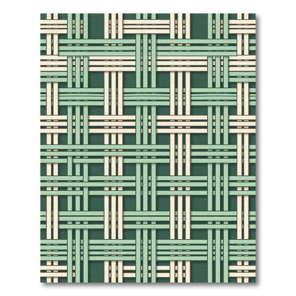 Sage Green and Cream Woven Grid Rug
