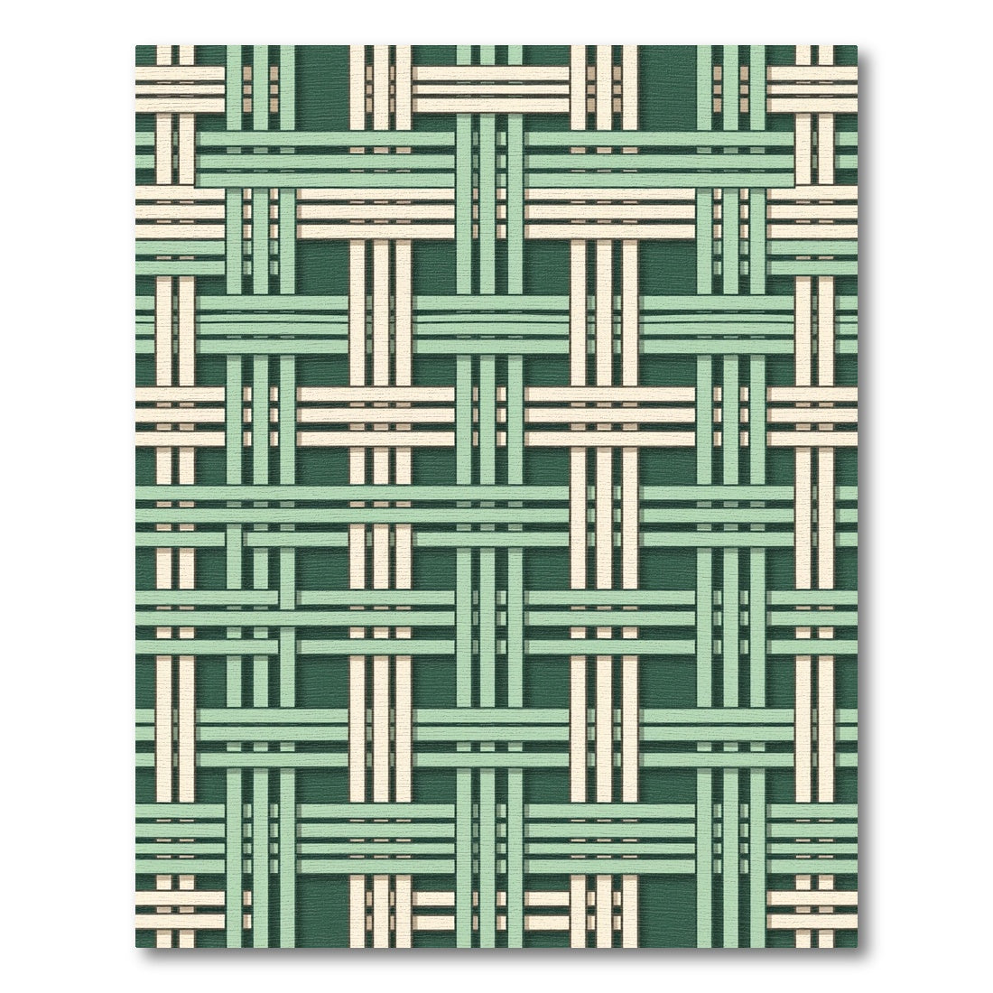 Sage Green and Cream Woven Grid Rug