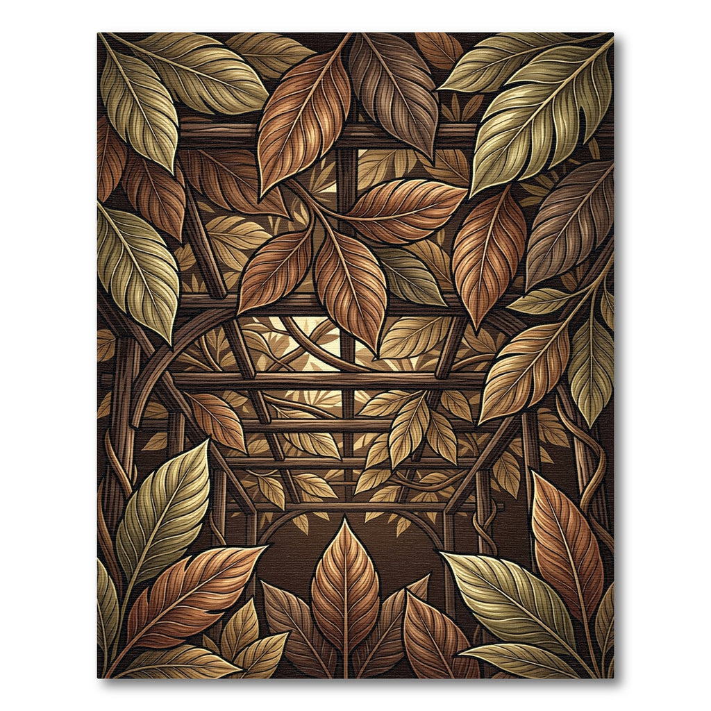 Earthy Autumn Greenhouse Leaf Vine Rug