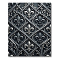 Gothic Silver Fleur de Lis Grid Rug